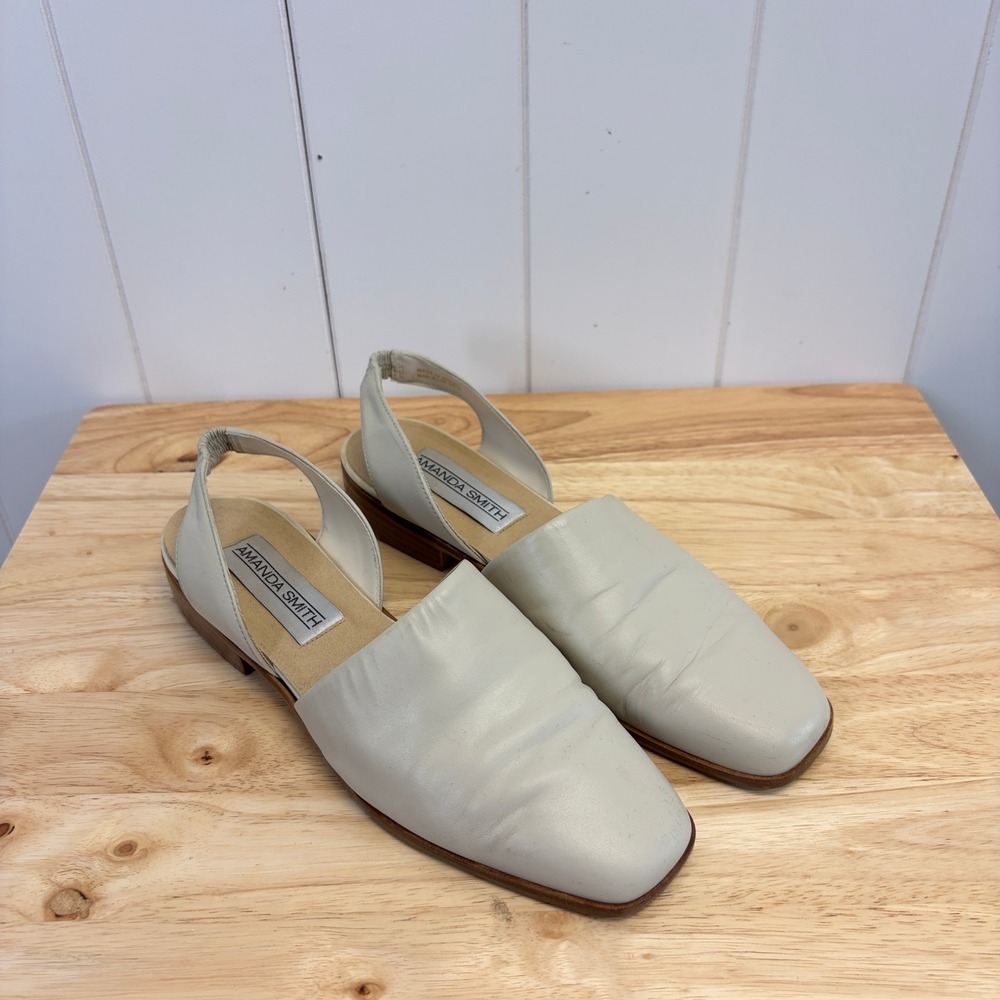 Vintage Amanda Smith Quiet Luxury Leather Slingback Flats Women Size 9M Brazil